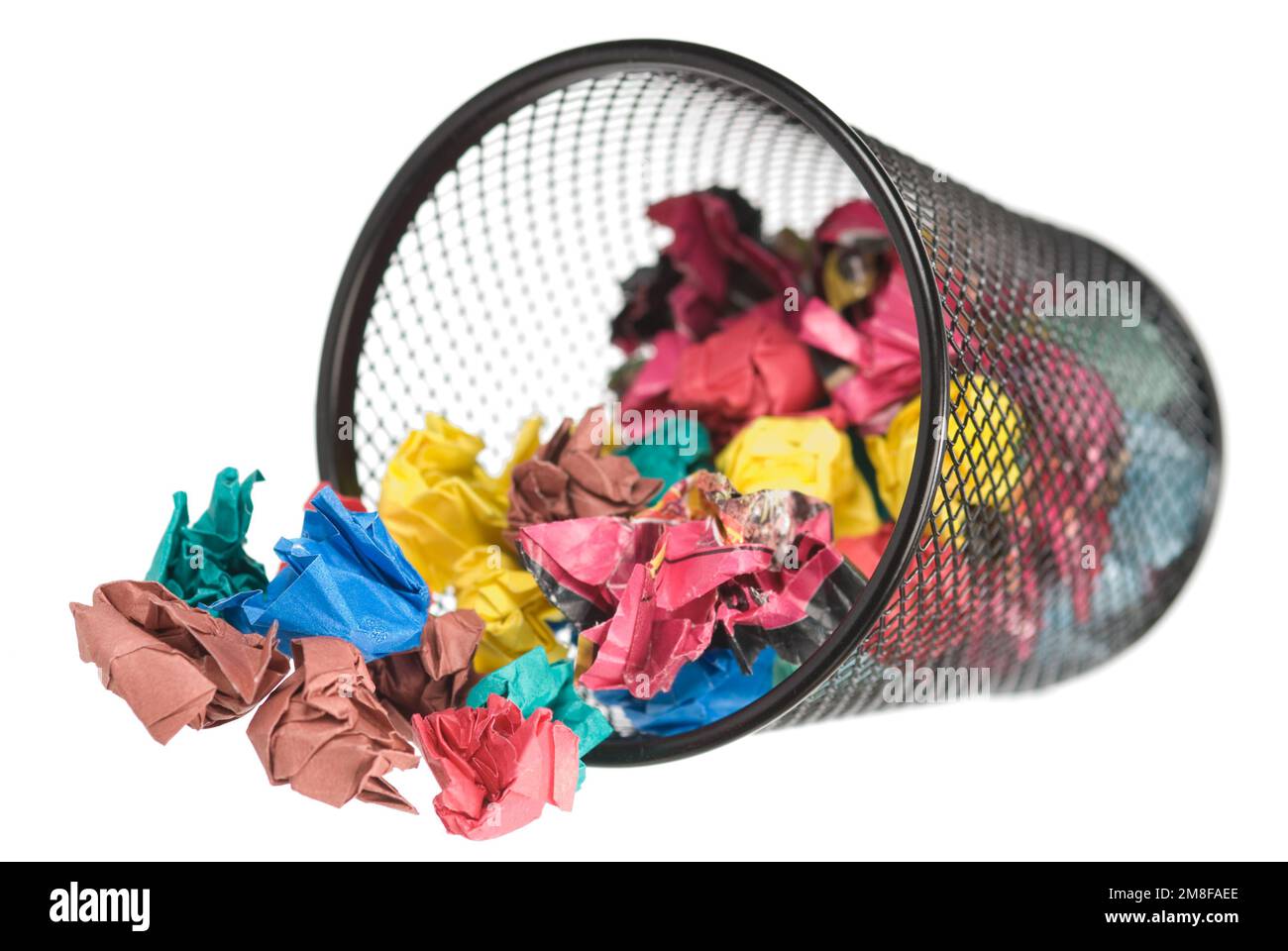 Waste paper basket on white Stock Photo