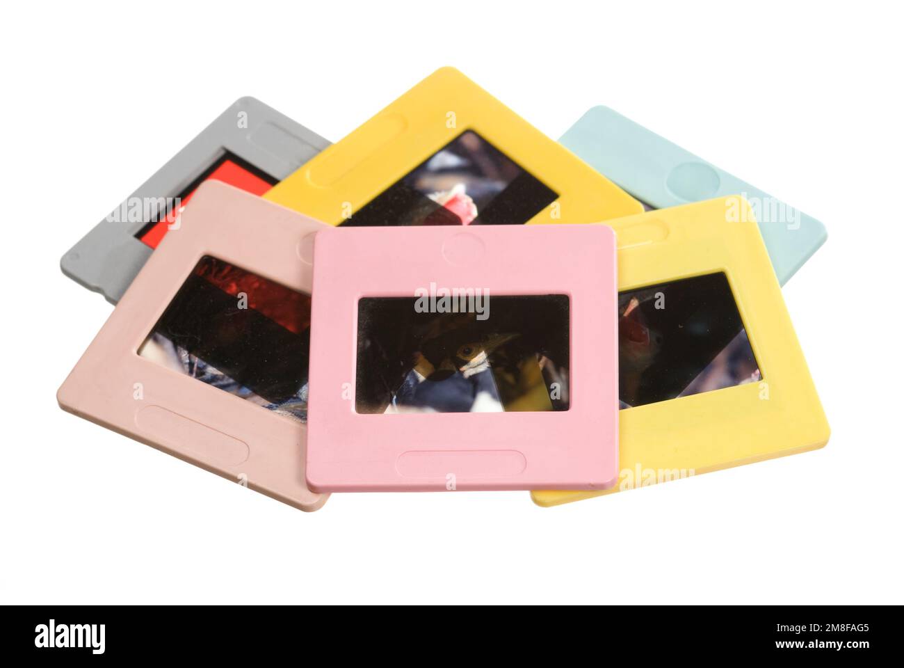 Old plastic slide film mount frames on white Stock Photo Alamy