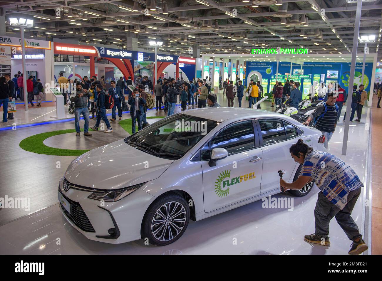 Greater Noida, India. 13th Jan, 2023. Toyota car based on ethanol fuel  showcasing at Ethanol Pavilion, where the vehicle features and  technological developments were showcased to emphasize the use of FFVs  (Flexible