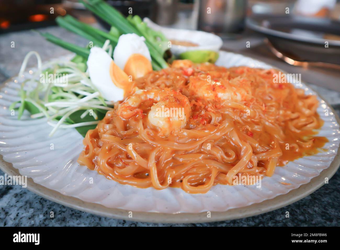 shrimp noodles or Fried noodles, Thai noodles or prawn noodles or