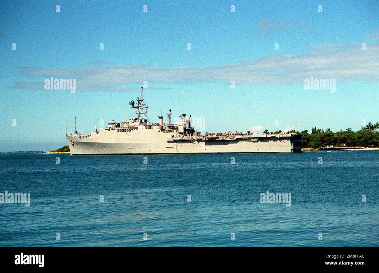 The amphibious transport dock USS VANCOUVER (LPD2) departs Naval