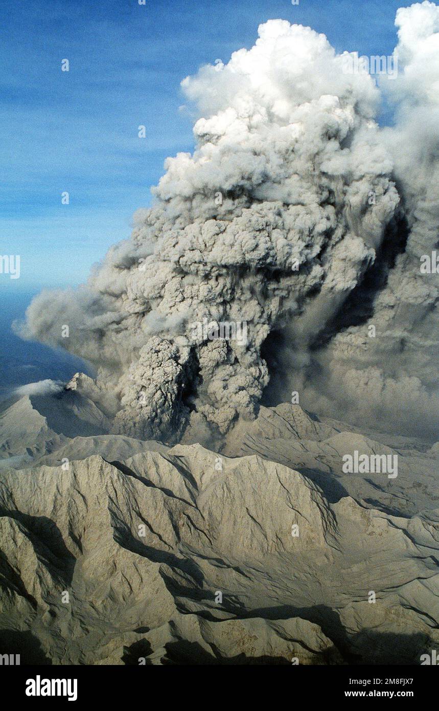 Volcanic ash billows into the sky during the eruption of Mount Pinatubo