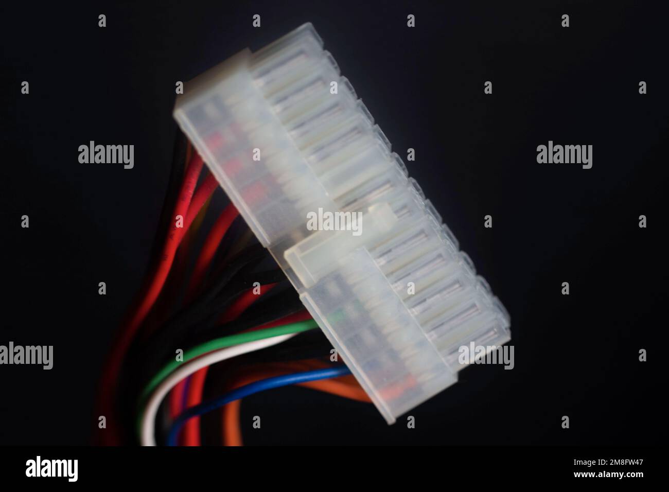 24 pin computer connector on black background Stock Photo Alamy