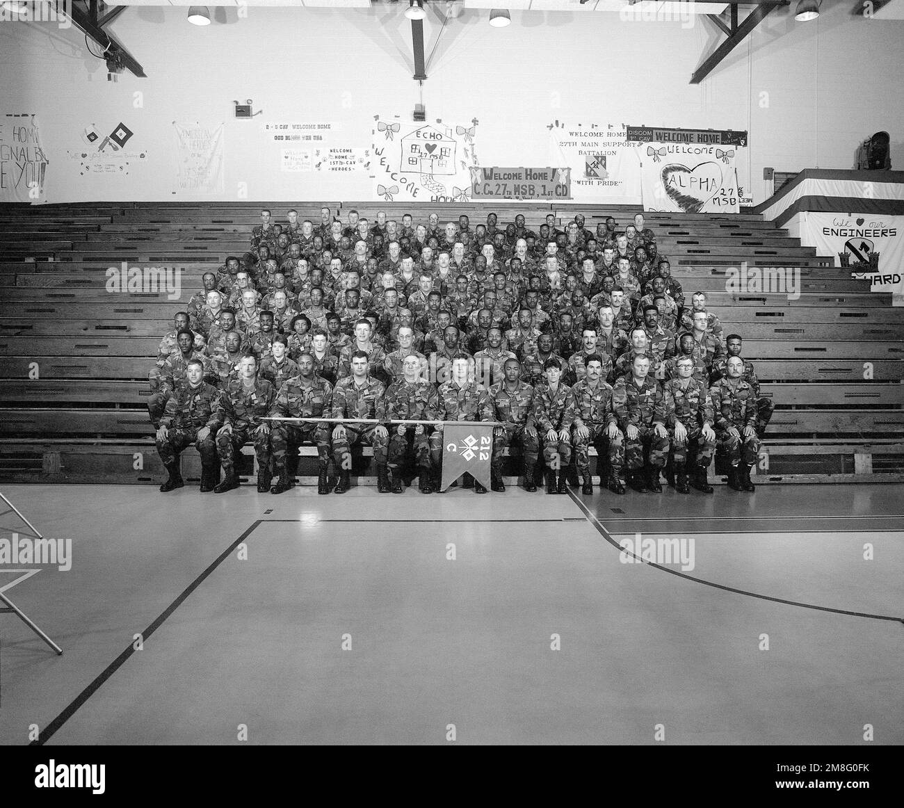 A group portrait of the soldiers of Company C, 212th Signal Battalion ...