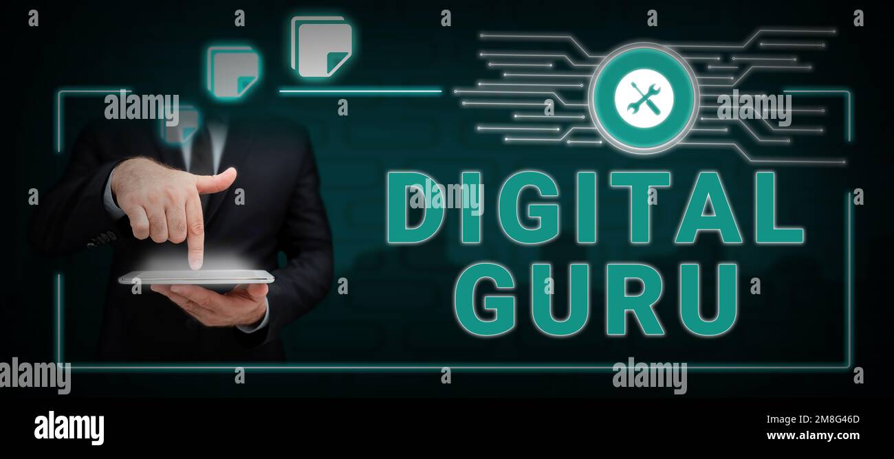 Handwriting text Digital Guru. Business concept teacher and
