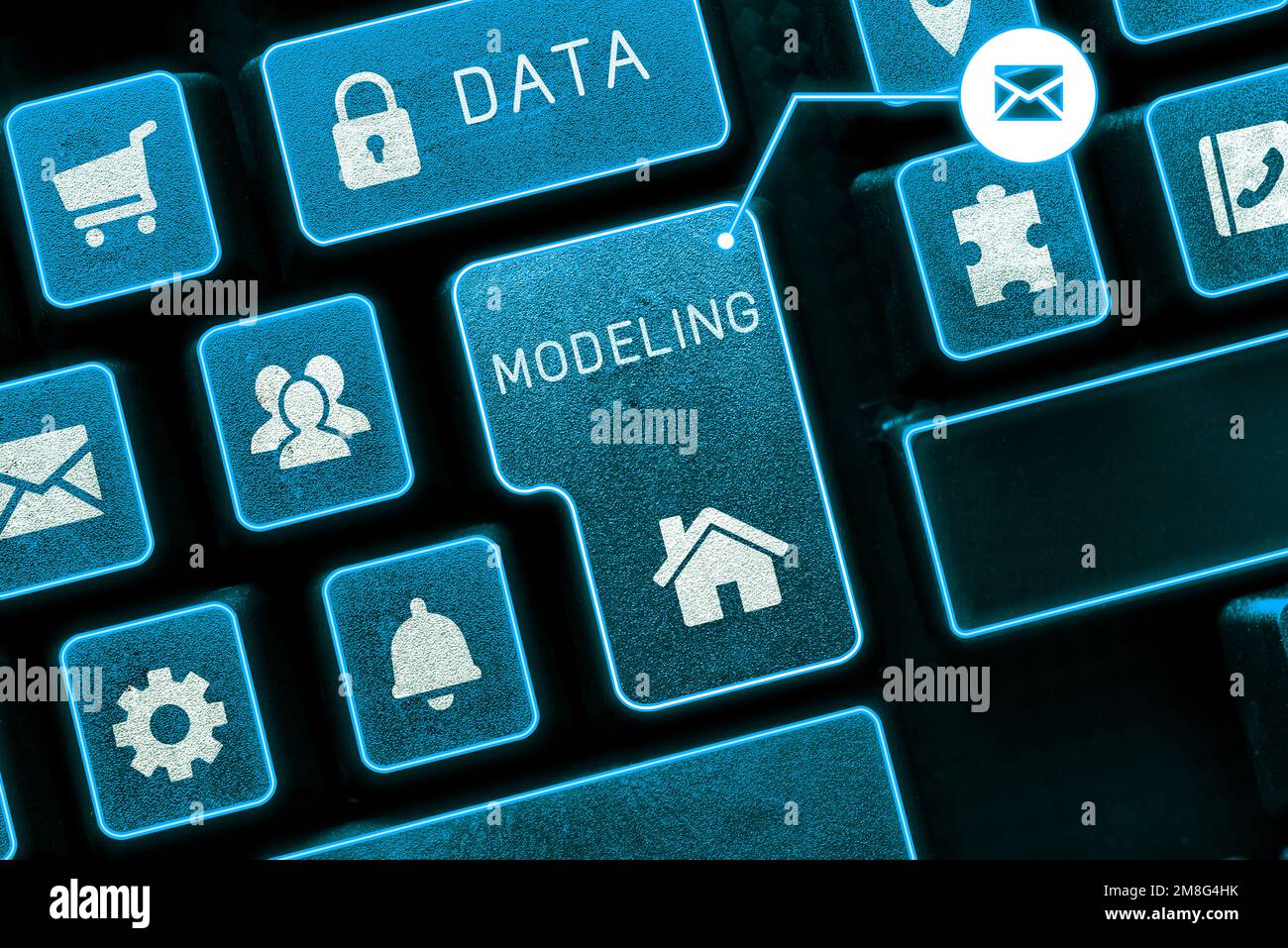 Conceptual caption Data Modeling, Business approach process of transferring data between data storage systems Stock Photo