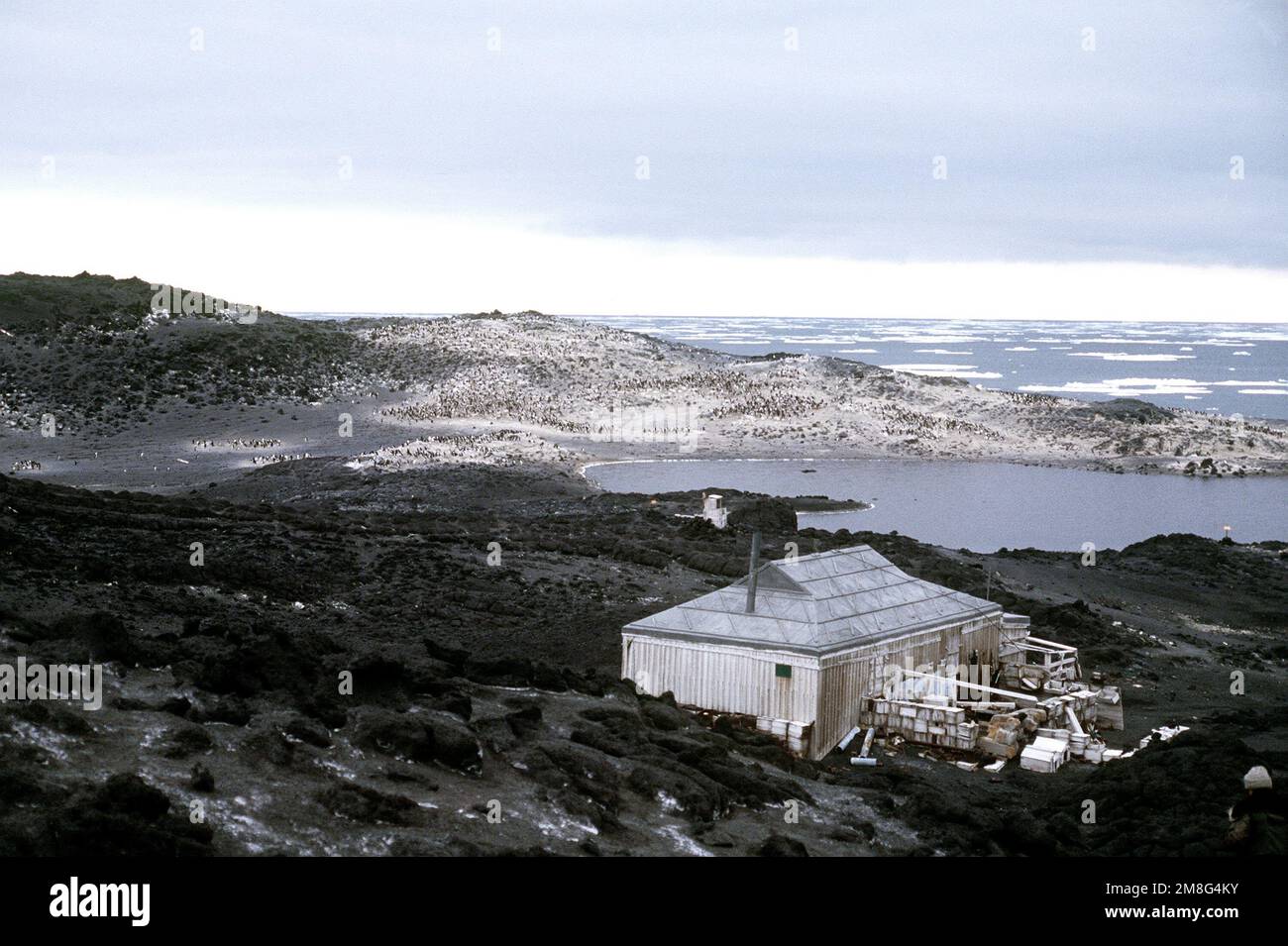 A view of Scott's cabin near Cape Royds, site of one of the world's