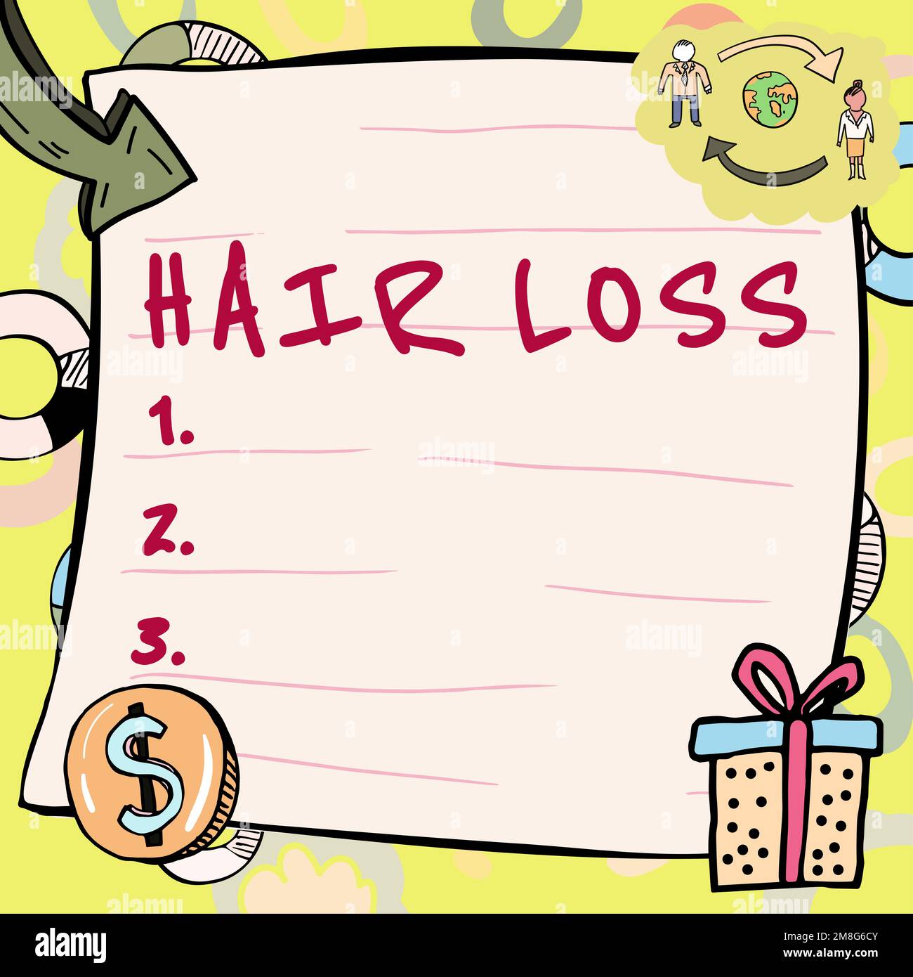 Conceptual display Hair Loss. Business showcase Loss of human hair from