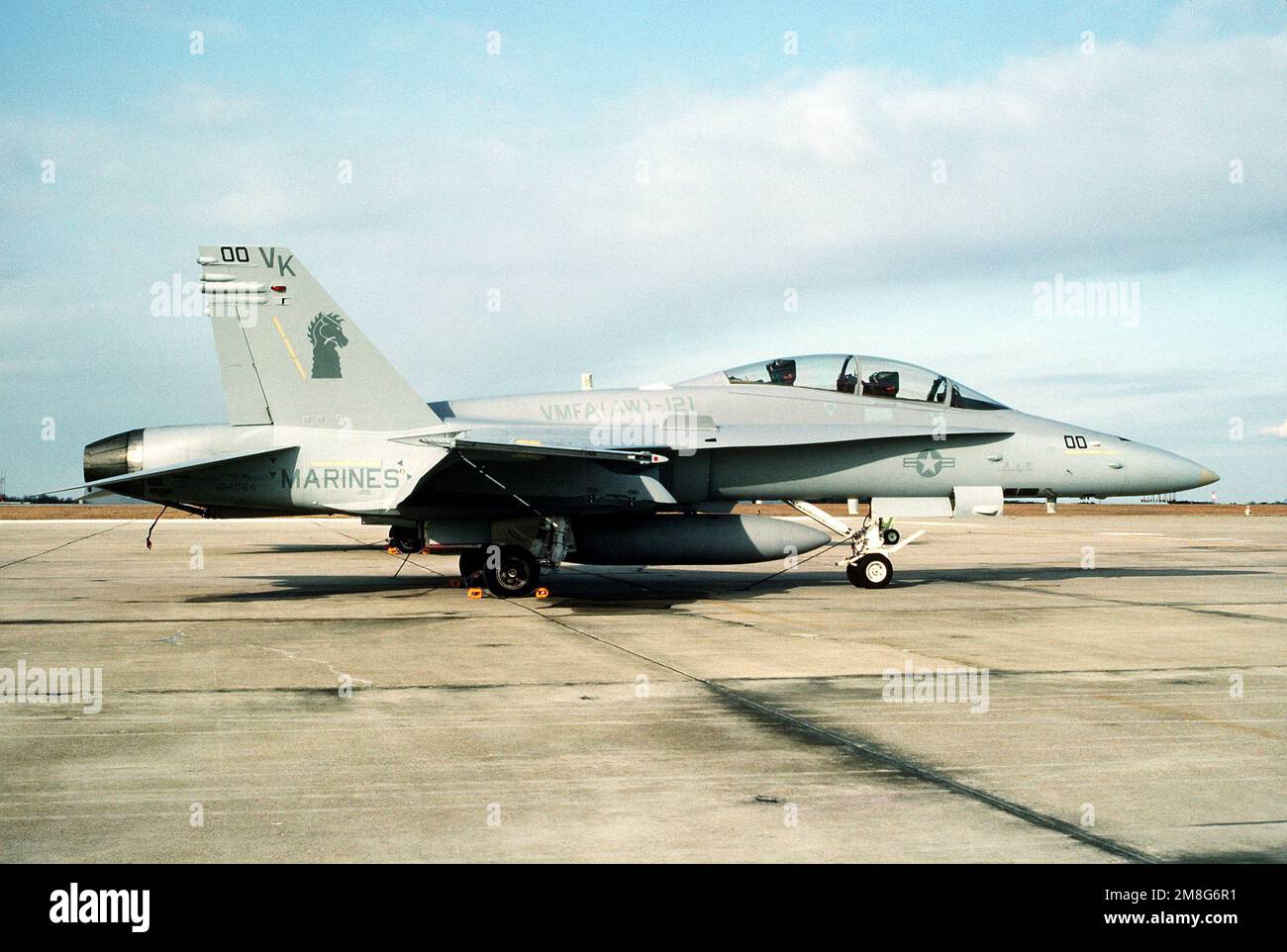 A right side view of a Marine FighterAttack Squadron 121 (VMFA121) F