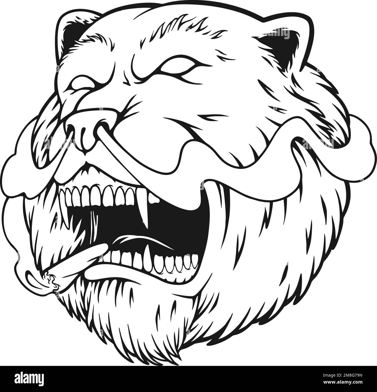 Polar bear head roar smoking weed monochrome vector illustrations for your  work logo, merchandise t-shirt, stickers and label designs, poster Stock  Vector Image & Art - Alamy