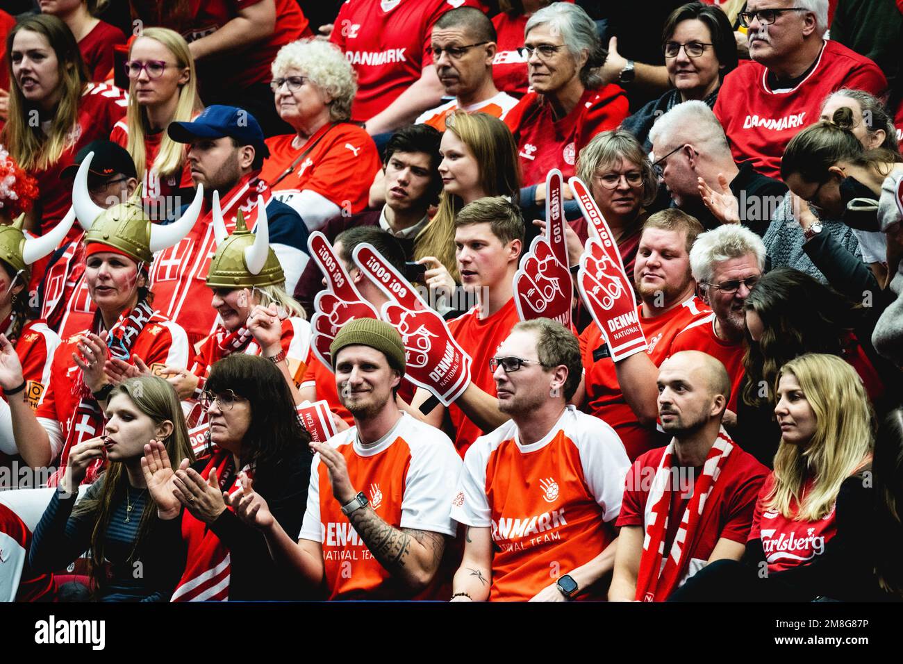 Malmo, Sweden. 13th Jan, 2023. Handball fans of Denmark seen on the