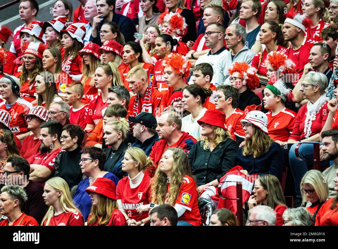 Malmo, Sweden. 13th Jan, 2023. Handball fans of Denmark seen on the