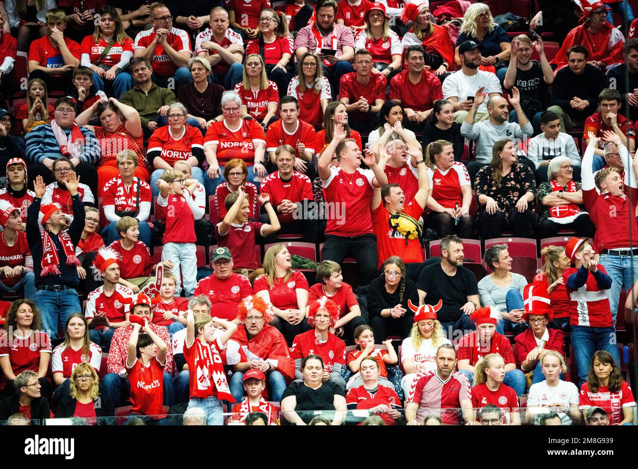 Malmo, Sweden. 13th Jan, 2023. Handball fans of Denmark seen on the