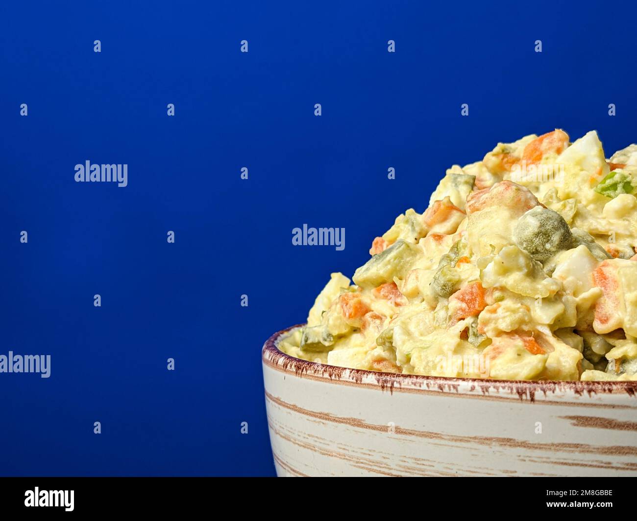 Olivier russian salad a classic recipe with mayonnaise, an incredible