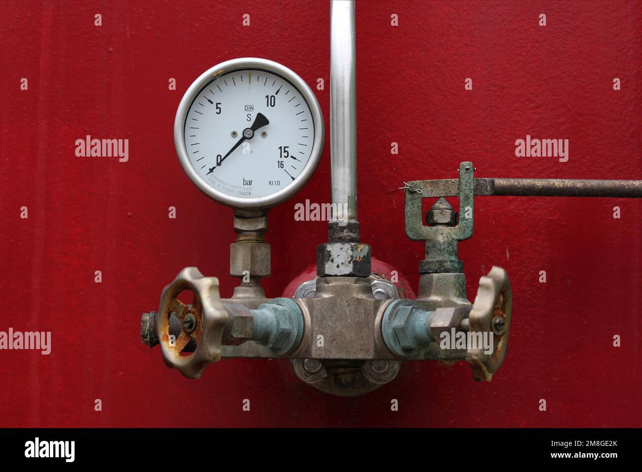 Pressure gauge on an abandoned old tank Stock Photo Alamy