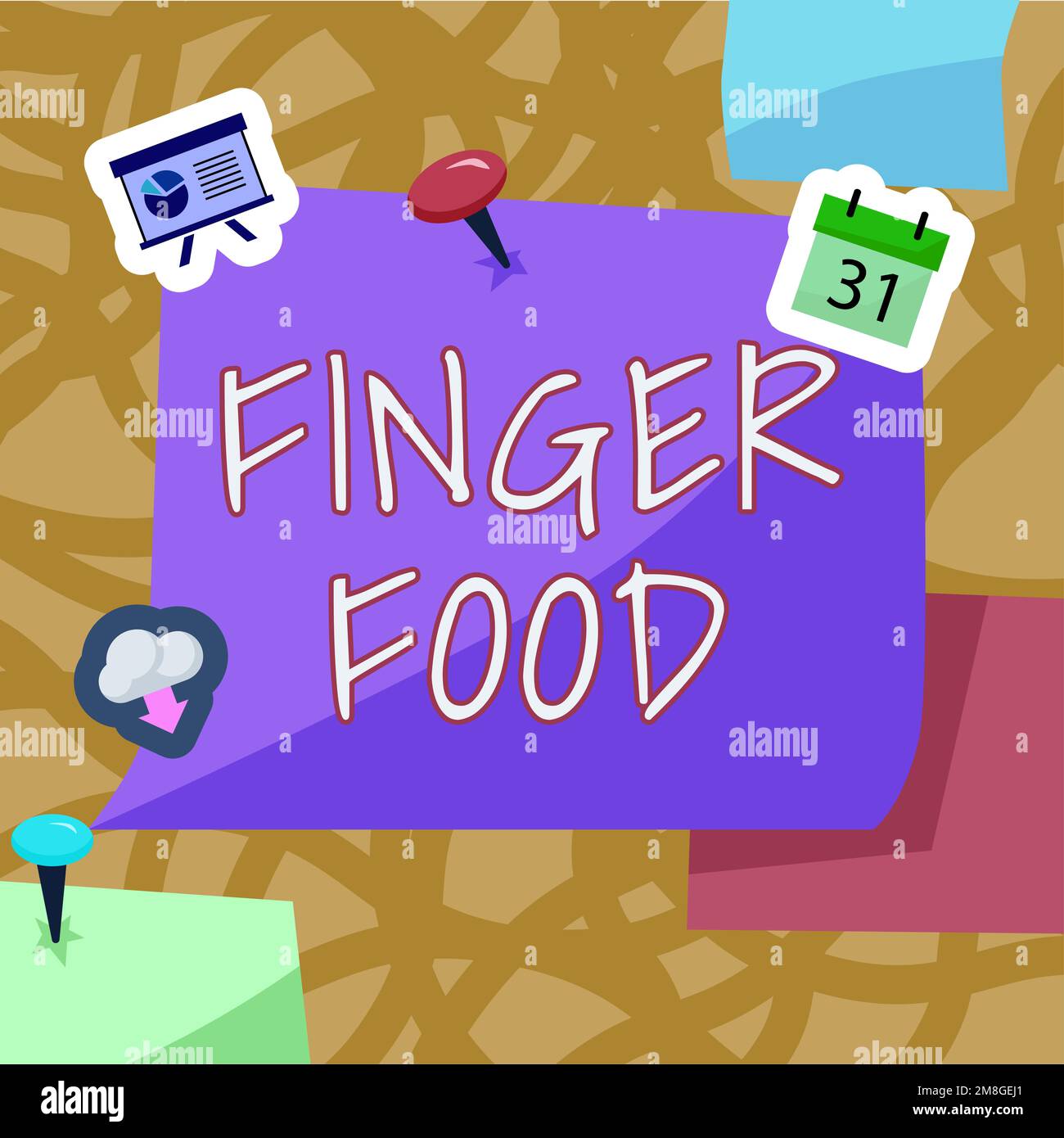 Hand writing sign Finger Food. Business showcase products and