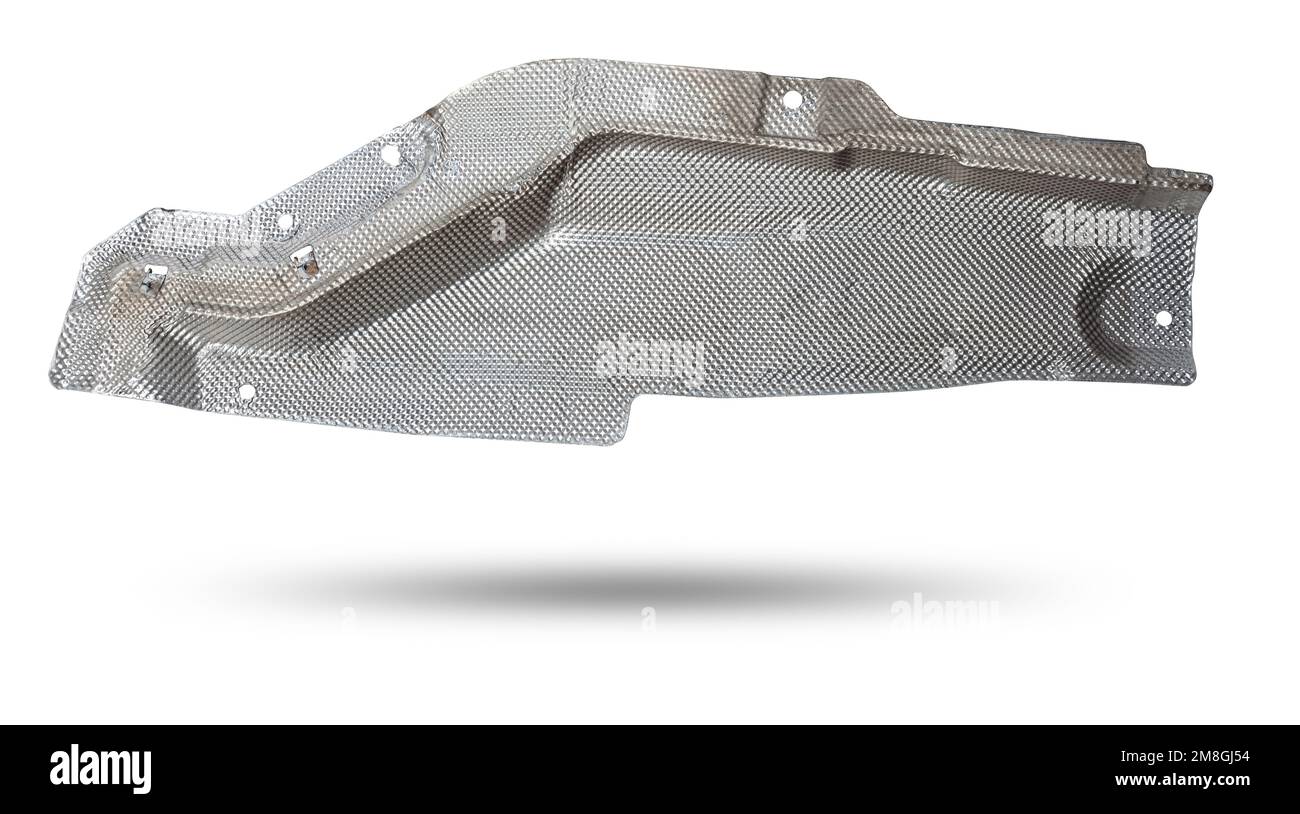 Heat shield made of aluminum to protect vehicle body parts from hot exhaust. Car spare parts