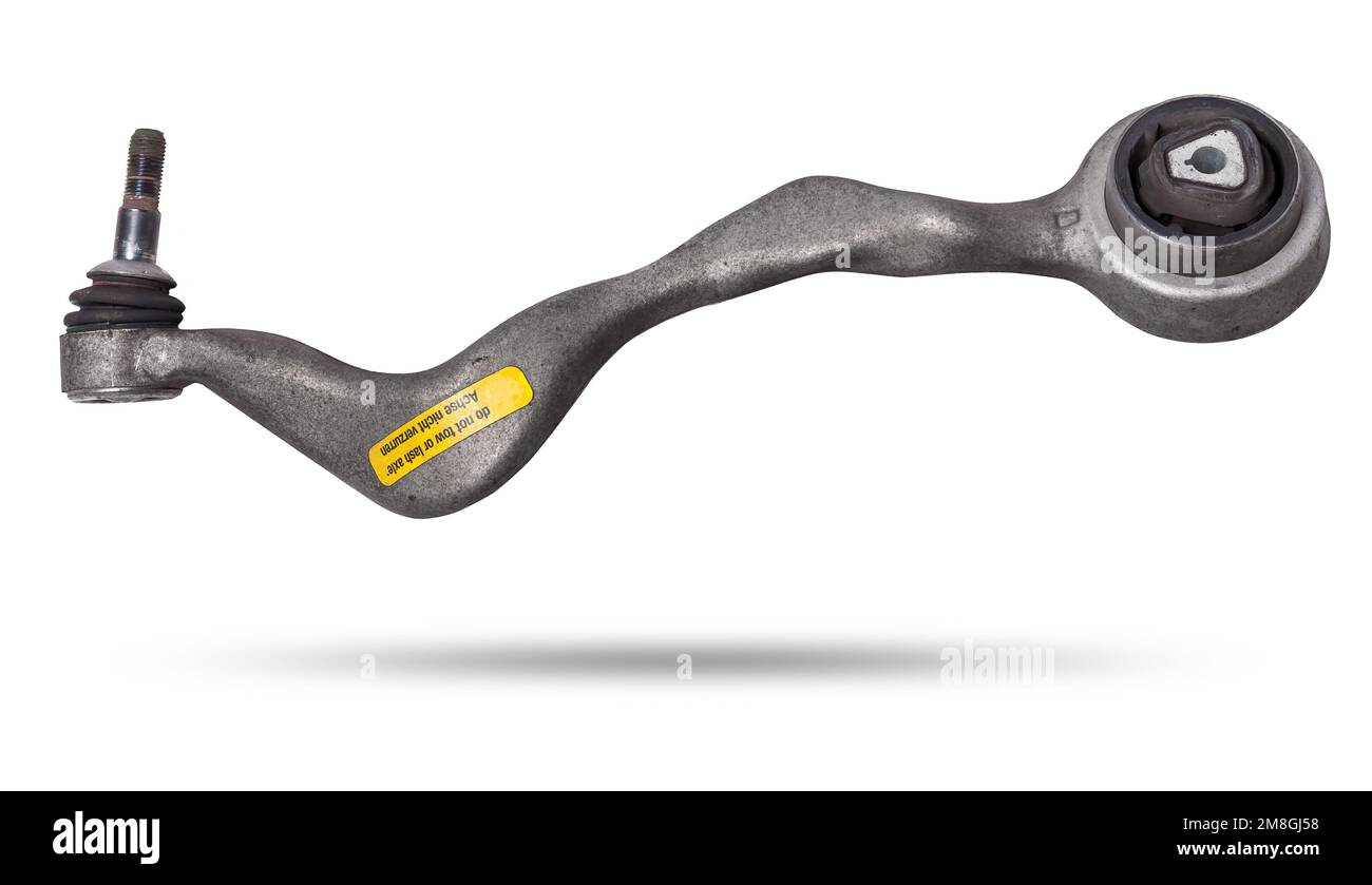 Curved metal chassis arm lever with ball and rubbermetal joint with