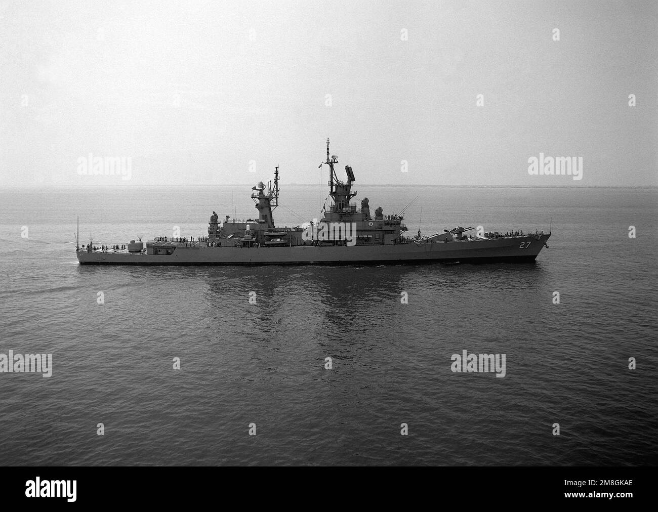 A starboard beam view of the guided missile cruiser USS JOSEPHUS ...