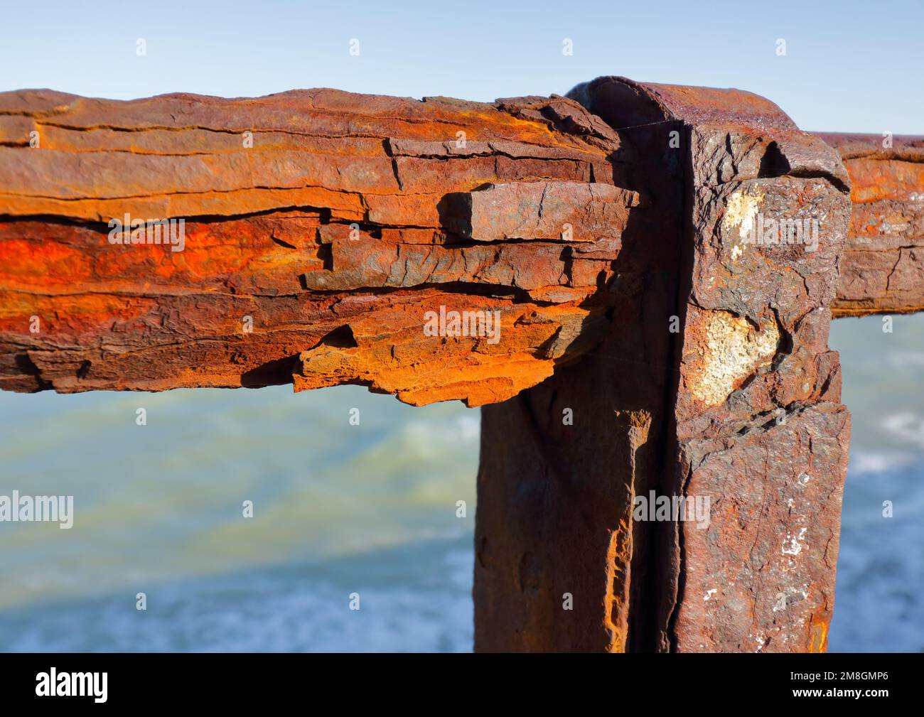 Corroded iron rail Stock Photo