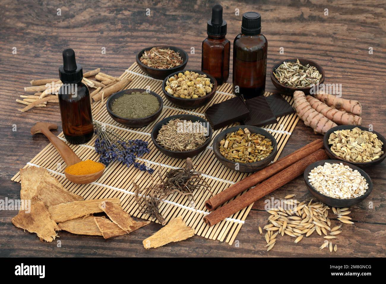 Nervine food collection. Herbal medicine for healing, nourishing and