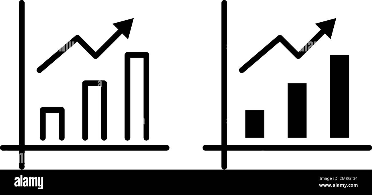 Bar chart icon set. Chart icon set. Statistics and analysis. Editable vector. Stock Vector