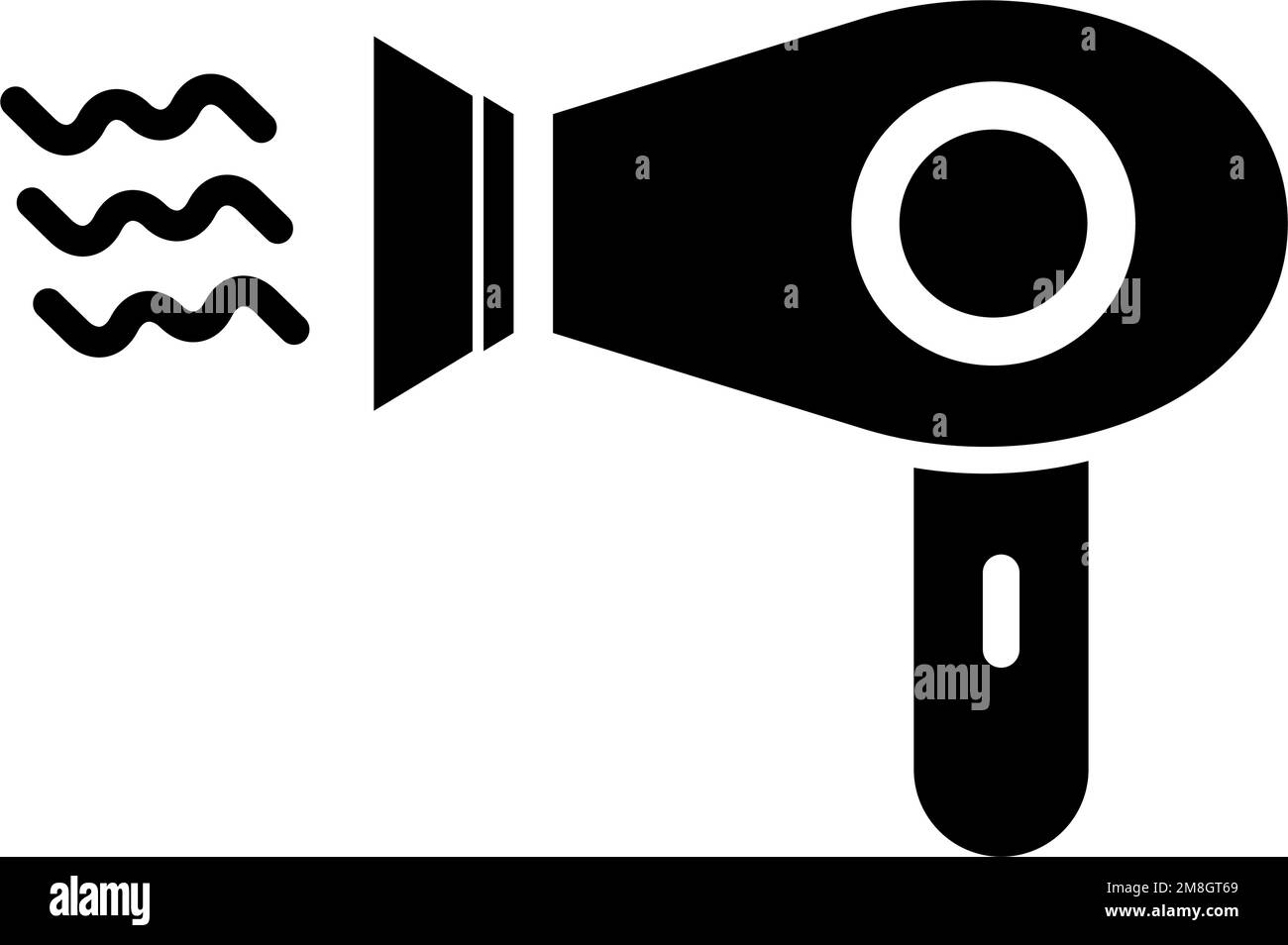 Hot air and dryer silhouette icon. Blow dryer. Editable vector Stock