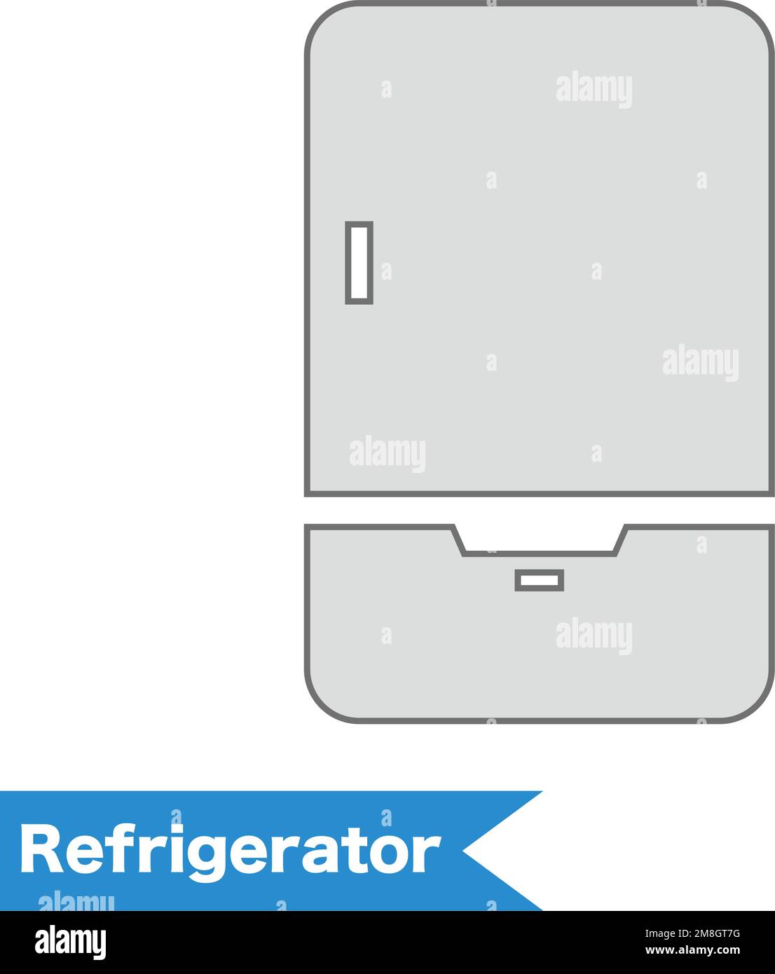 Flat design refrigerator icon. Kitchen appliance. Editable vector. Stock Vector