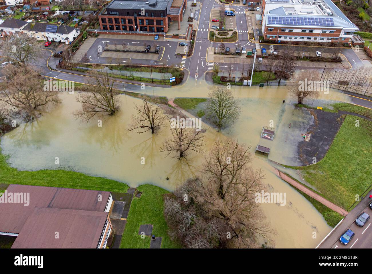 Flooding around Tewkesbury, in Gloucestershire. Heavy rain and blustery