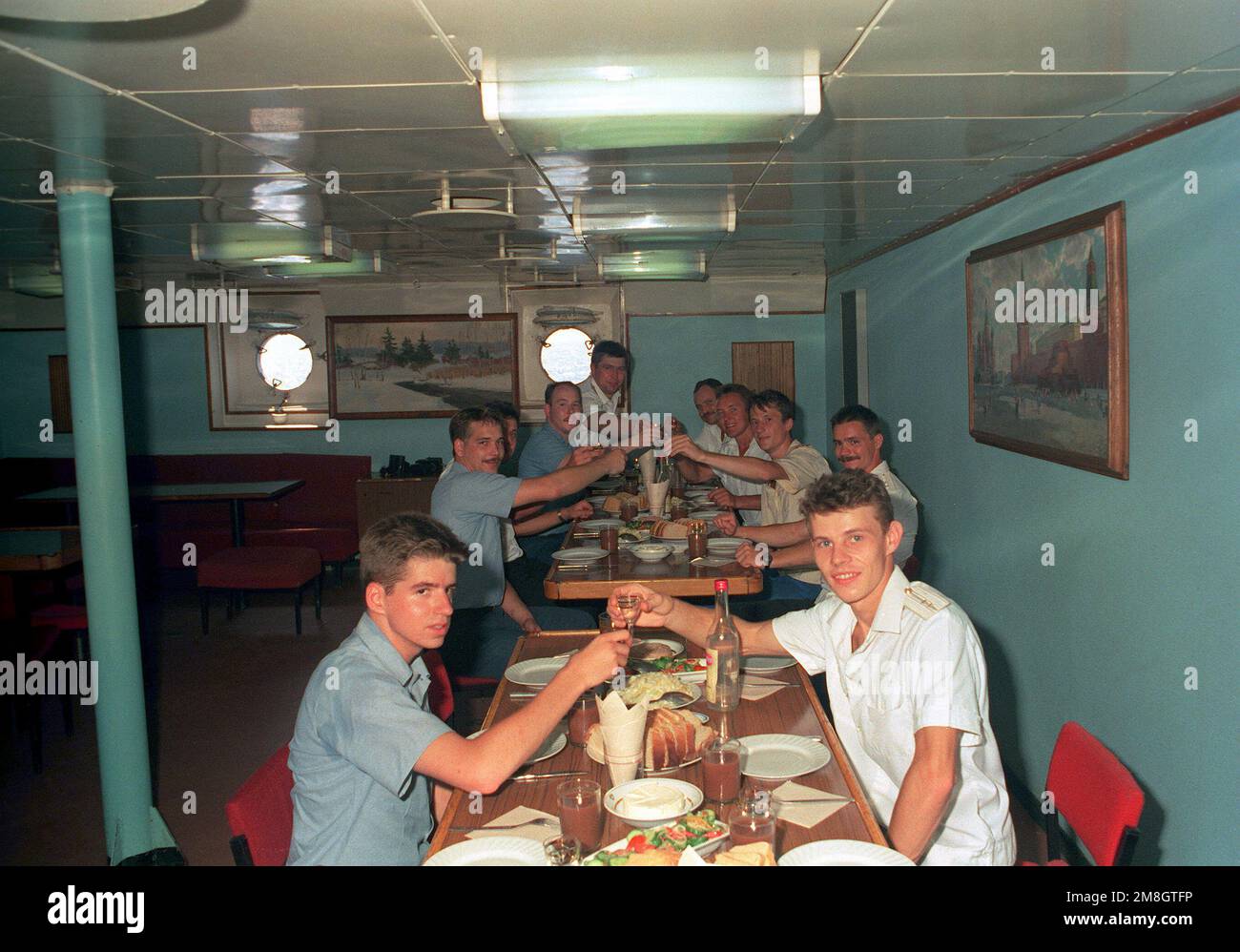 Russian sailors and their American counterparts from the aircraft ...