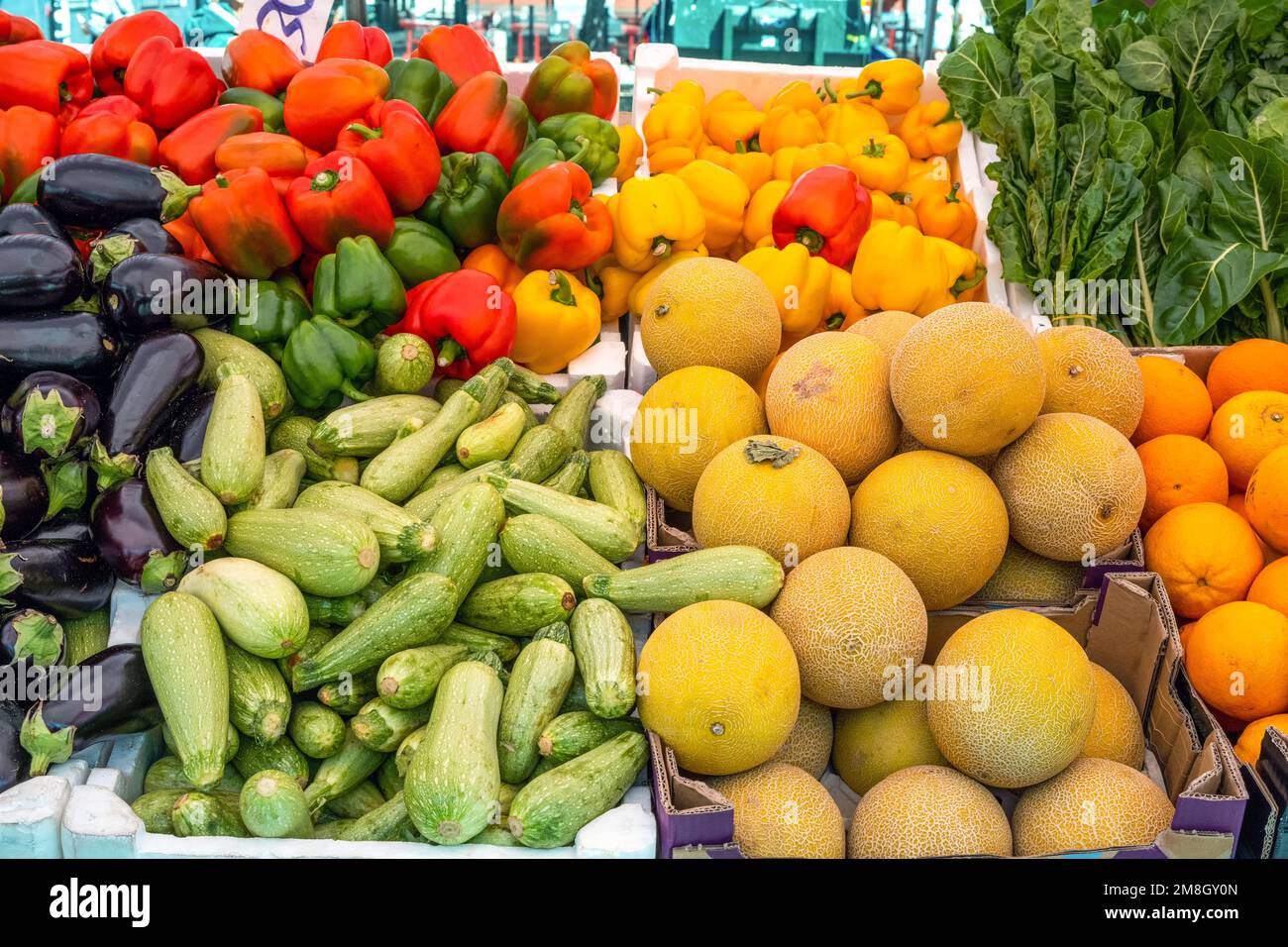 Fruits and vegetables for sale at a market Stock Photo Alamy