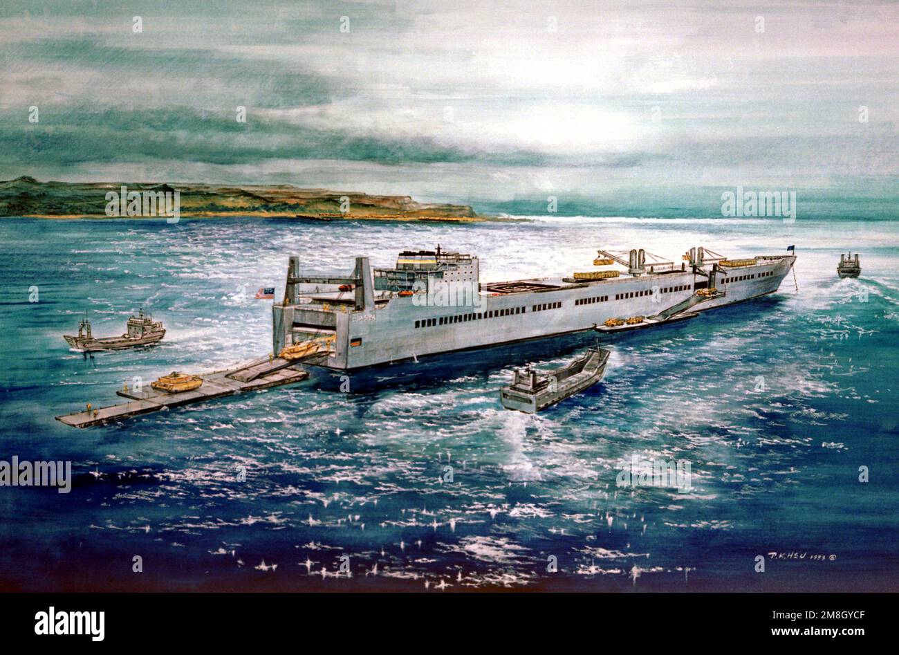 An Artist's concept of the Military Sealift Command Large Medium-speed, Roll-on/Roll-off ship USNS BOB HOPE (T-AKR-300) ( Artist P.K. HSU '93). Country: Unknown Stock Photo