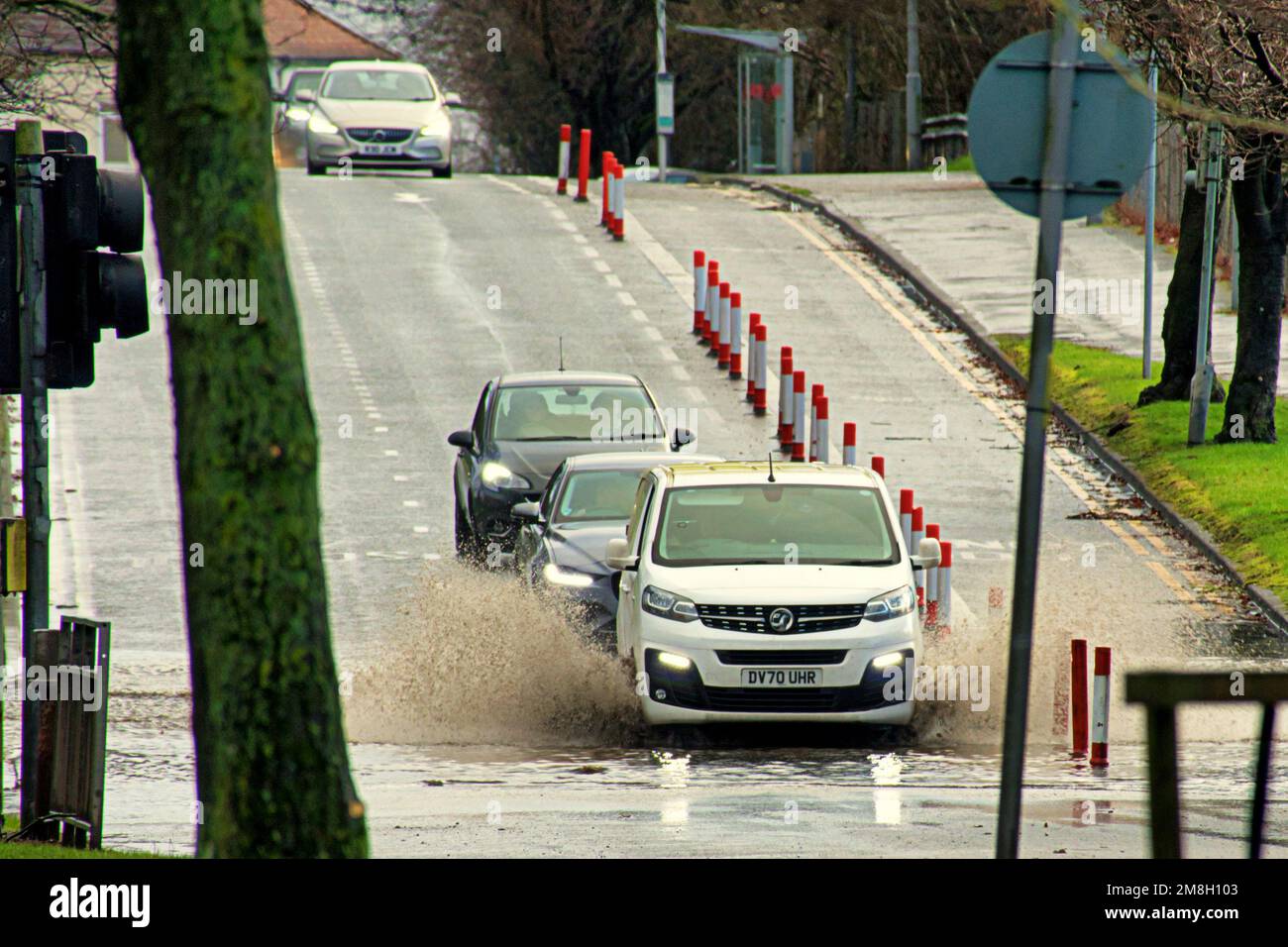 Glasgow, Scotland, UK 14th January, 2023. UK Weather Wet and windy saw flooding on the A82,in