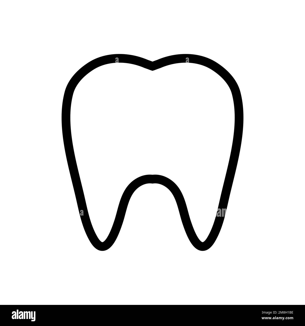 Tooth icon line isolated on white background. Black flat thin icon on ...