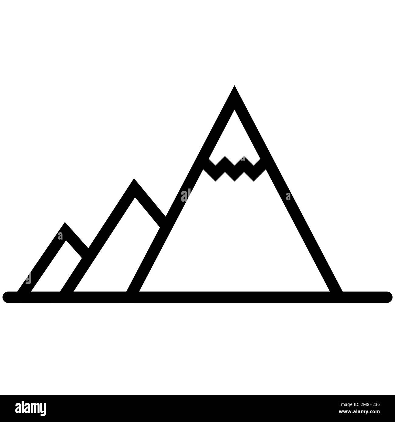 Mountainside line icon isolated on white background. Black flat thin ...