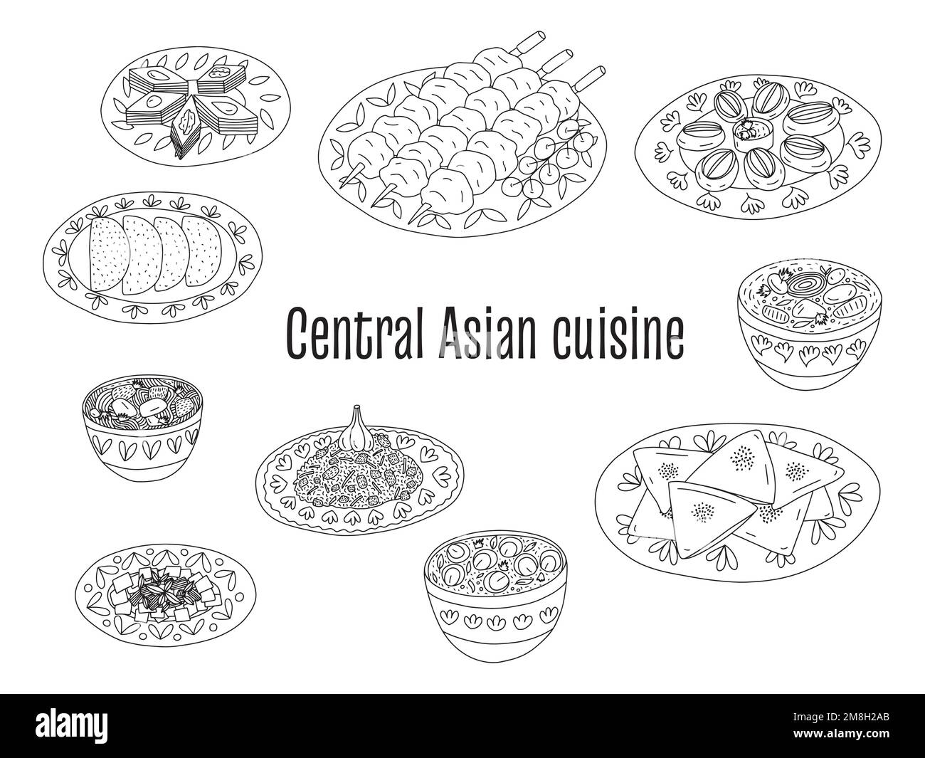 Central Asian Food Cuisine Dishes Vector Set Stock Vector Image Art central-asian-food-cuisine-dishes-vector-set-stock-vector-image-art