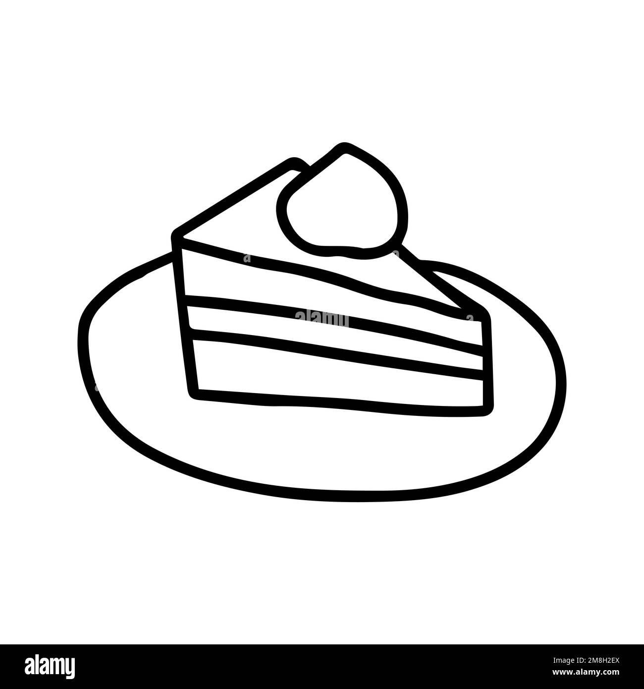 Slice of cake on plate Stock Vector