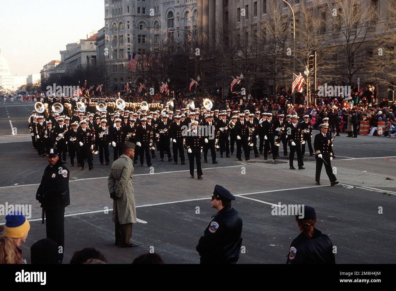 Inaugural parade, the US Navy Bank from the Washington D.C. Naval yard directed by CAPT William J. Phillips Jr. Base: Washington State: District Of Columbia (DC) Country: United States Of America (USA) Stock Photo