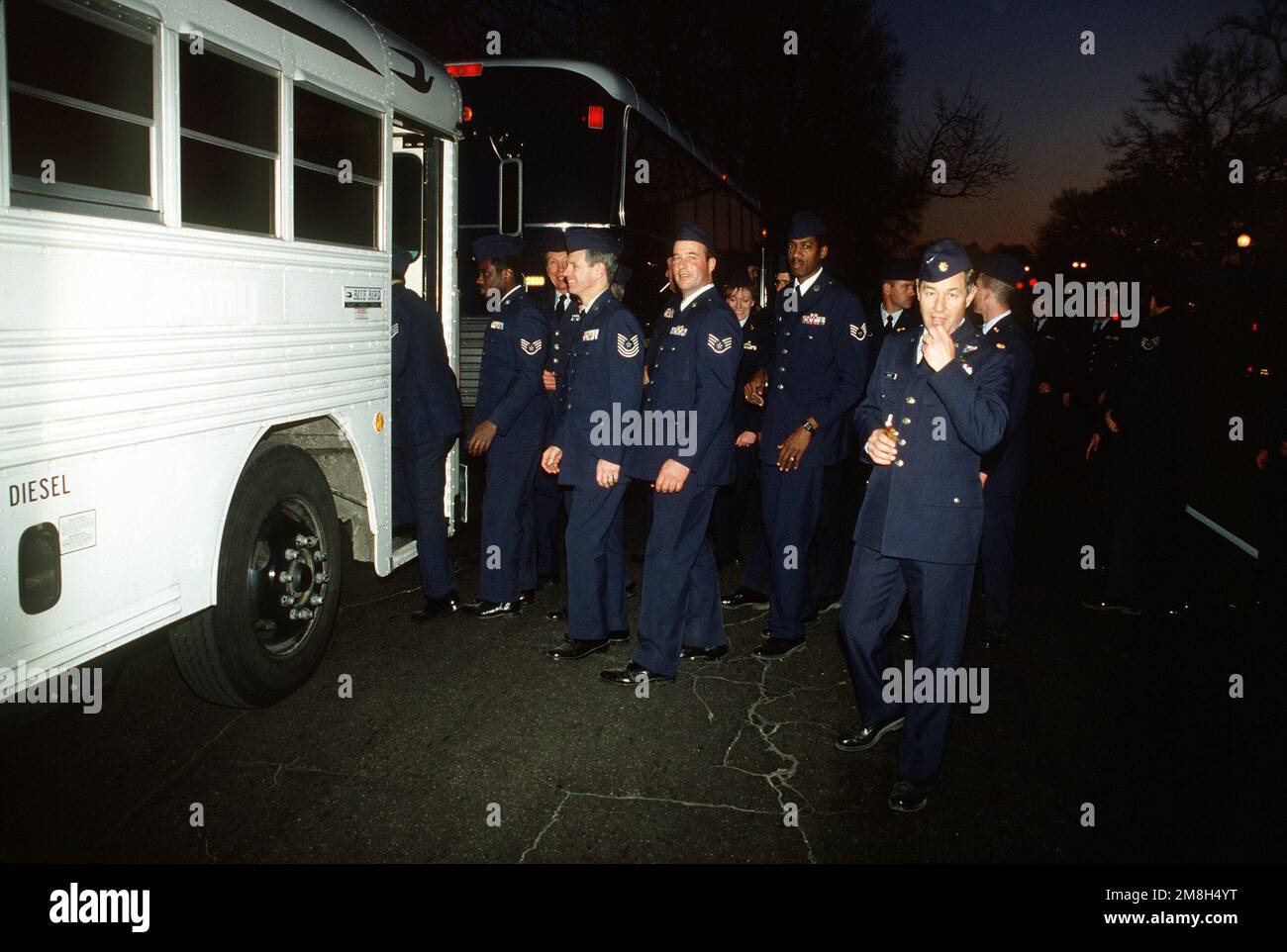 After their march, the 1993 Inaugural parade participants of the USAF