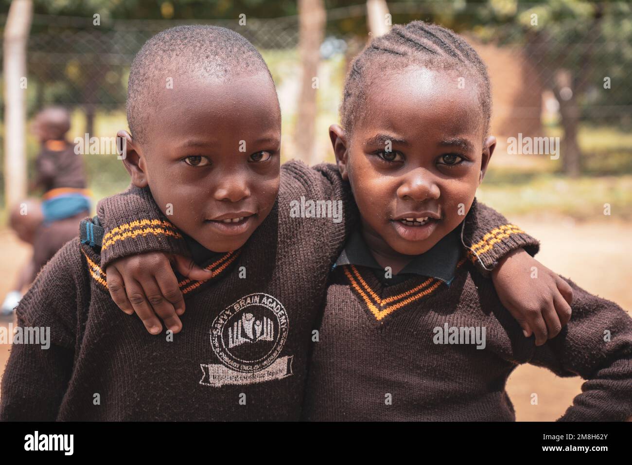 23rd of March 2022 - Mwanza, Tanzania - Children posing to camera for photoshoot in rural school in Africa. Small village. Stock Photo
