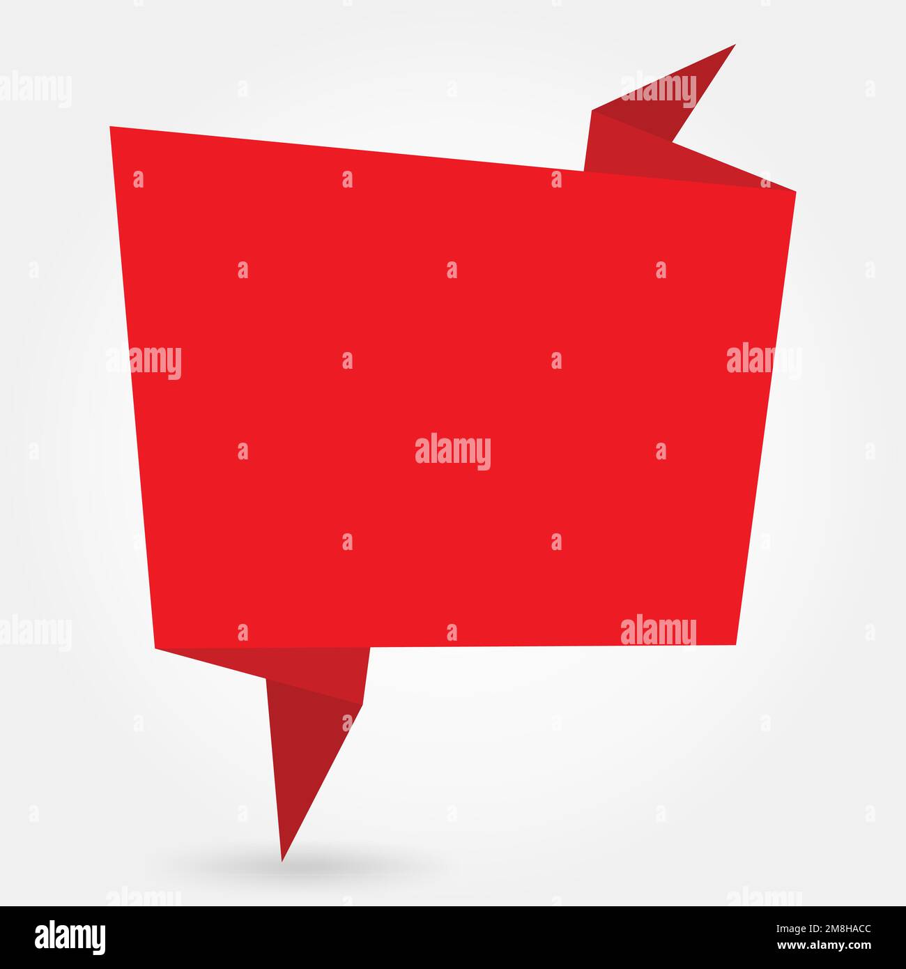 A red banner in speech bubble style, isolated on a white, blank ...