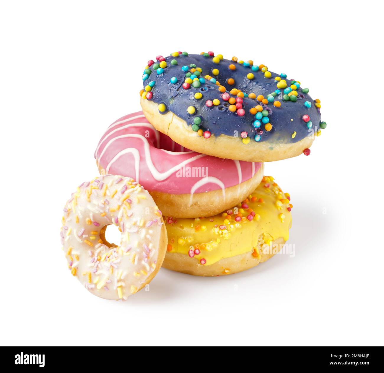 Delicious glazed donuts isolated on white background Stock Photo - Alamy