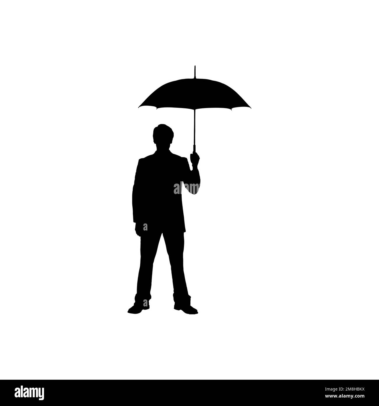 The man with the umbrella icon. Simple style insurance big sale poster background symbol. brand logo design element. Stock Vector