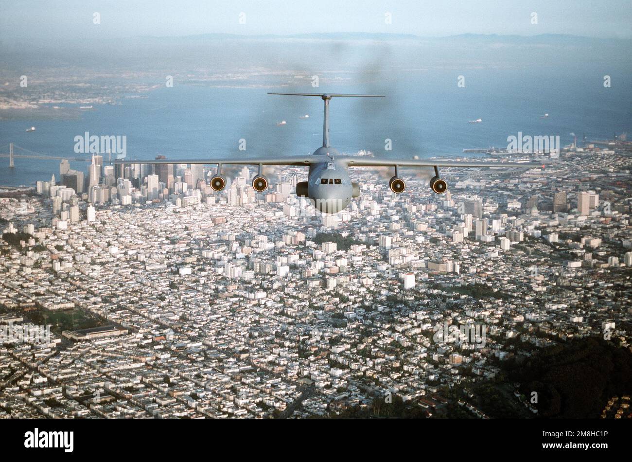 Airtoair, front view of a 60th Airlift Wing C5B Galaxy airlifter