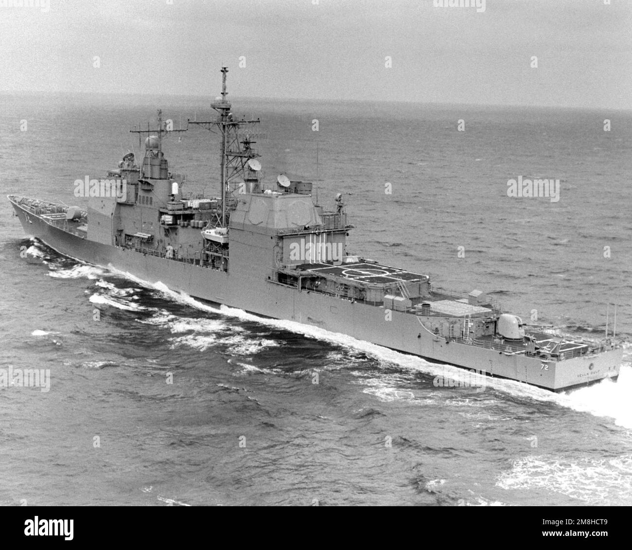 A port quarter view of the guided missile cruiser VELLA GULF (CG72