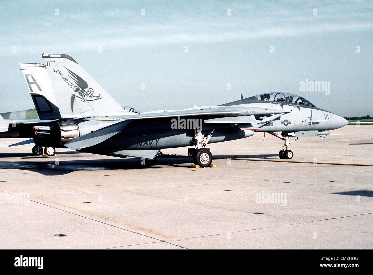 A right side view of an F-14B Tomcat aircraft of Fighter Squadron 101 (VF-101) parked on the flight line. Base: Naval Air Facility, Andrews Afb State: Maryland (MD) Country: United States Of America (USA) Stock Photo