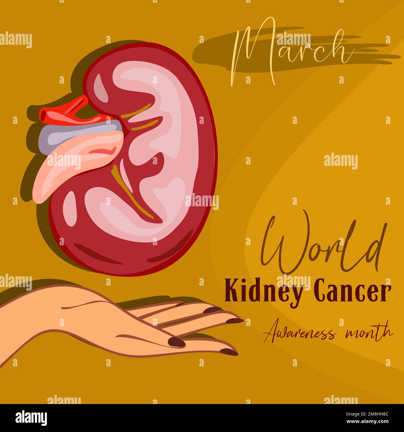 World Kidney Day Poster Or Banner. Kidney care and cancer awareness concept. Urology and