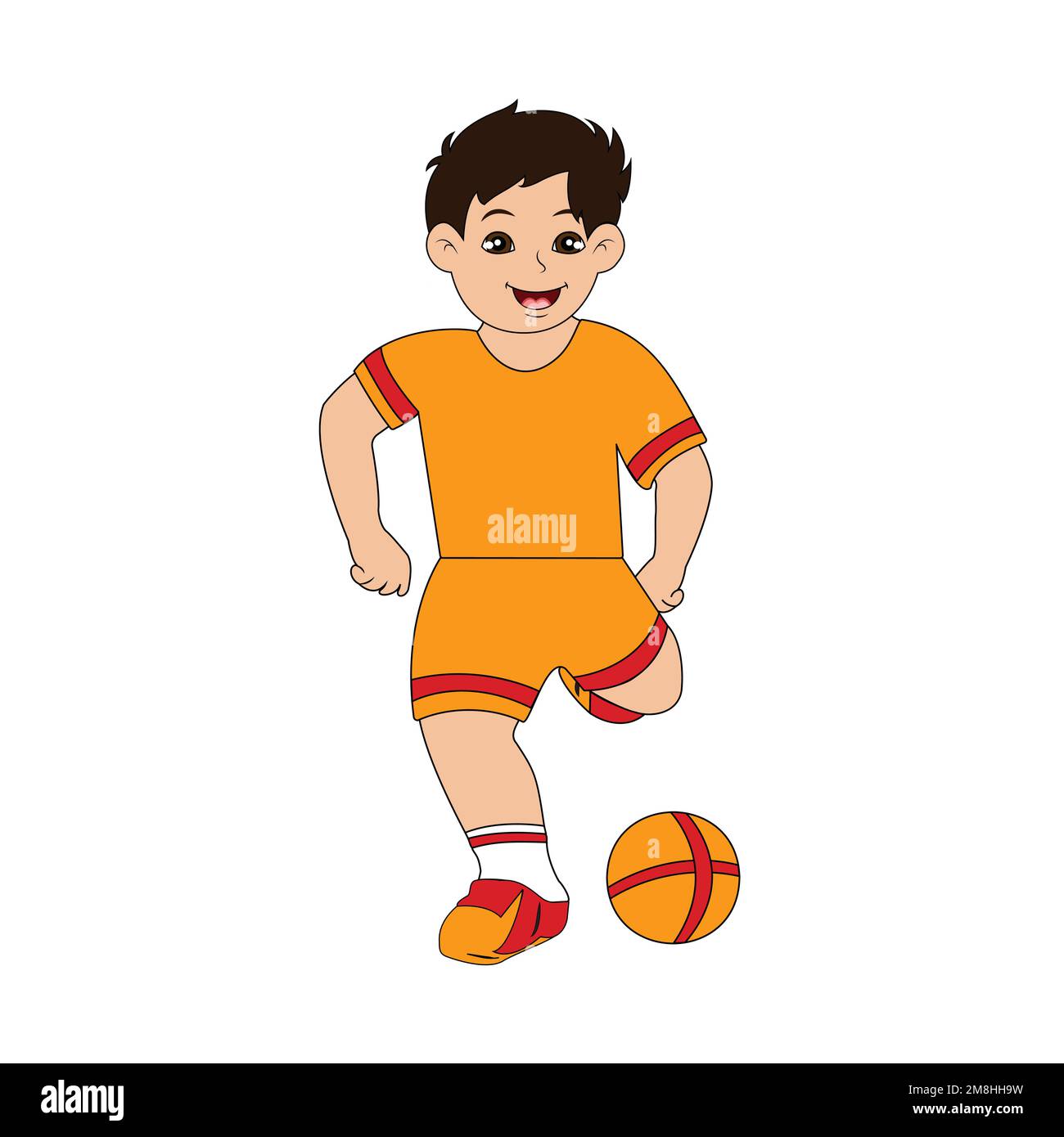 Cute boy playing football vector design Stock Vector