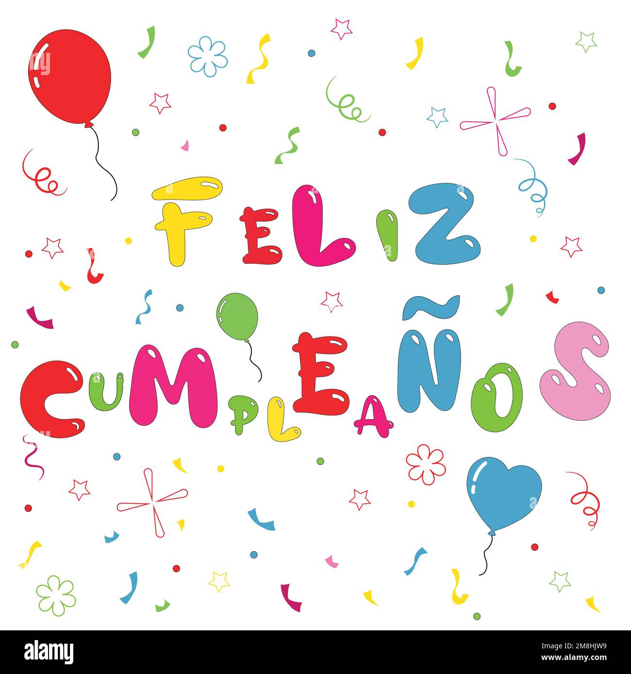 Feliz Cumpleaños Happy Birthday In Spanish Language Stock Vector Image