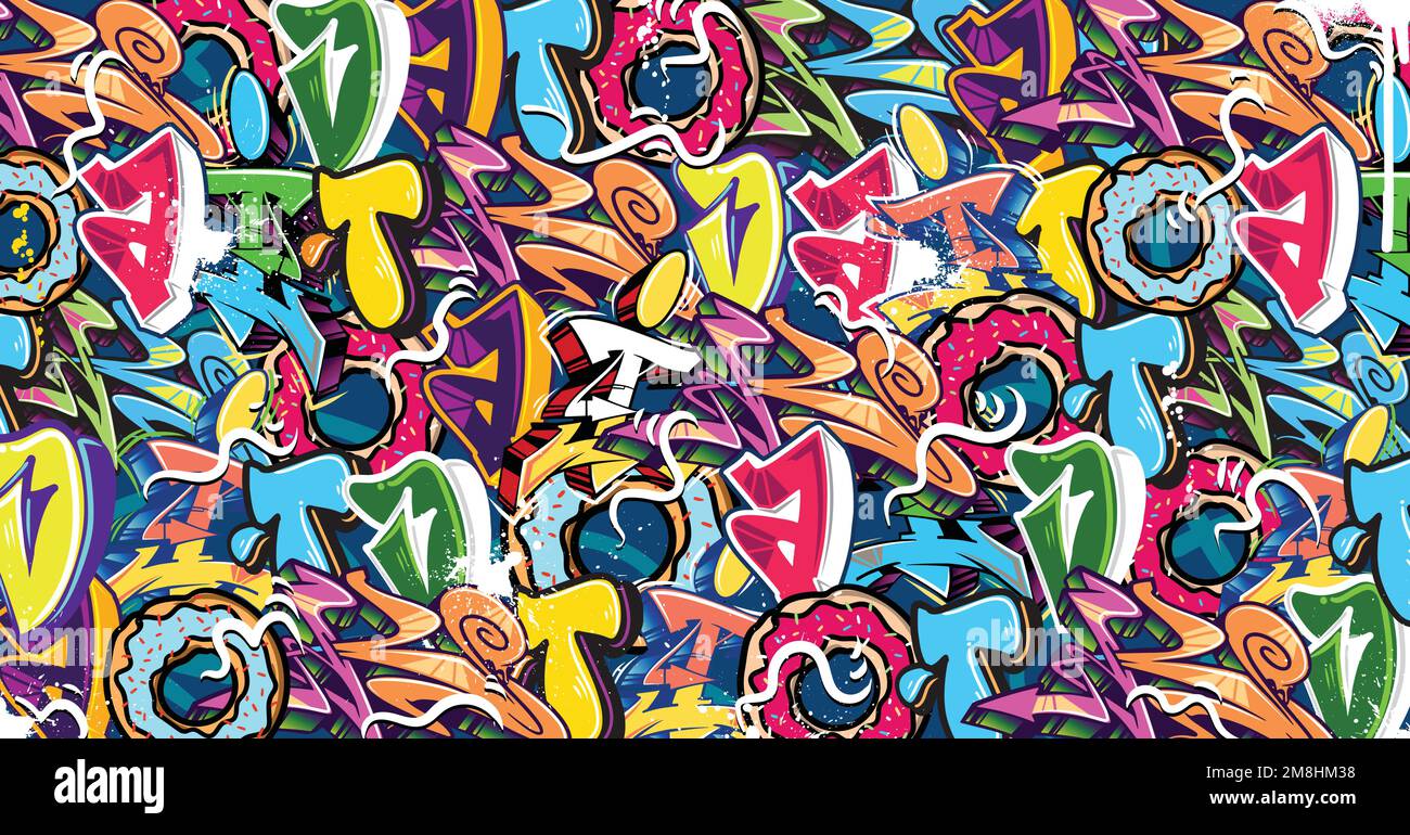 Colorful Graffiti Wall Art Background Street Art Hip-Hop Urban Vector ...